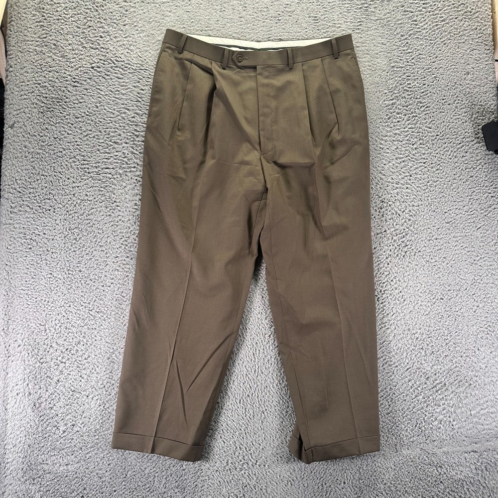 Lauren Ralph Lauren Pant Mens 38x28 Brown Wool Dress Straight Leg Formal Preppy